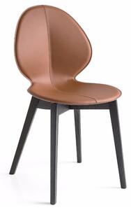 Calligaris Jídelní židle Basil Wood, regenerovaná kůže, CS1348-LHS Podnoží: Bělený buk (dřevo), Sedák: Regenerovaná kůže - Grey (šedá)