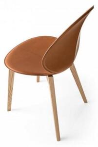 Calligaris Jídelní židle Basil Wood, regenerovaná kůže, CS1348-LHS Podnoží: Bělený buk (dřevo), Sedák: Regenerovaná kůže - Grey (šedá)