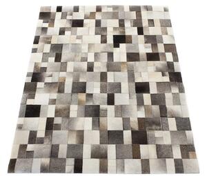 Linie Design Kožený koberec Brilliant, hovězí kůže šedá Rozměr: 140x200 cm
