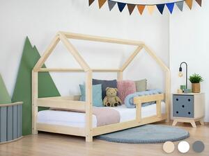 Benlemi Dětská postel domeček TERY s bočnicí Barva: Přírodní dekor bez laku, Rozměr: 80 X 160 cm