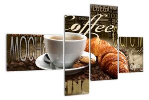 Káva s croissantem - obraz (110x70cm)