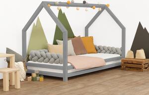 Dětská postel domeček FUNNY - Tmavě šedá, Rozměr: 80 x 160 cm