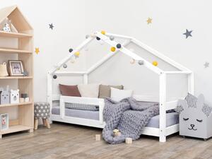 Dětská postel domeček LUCKY s bočnicí - Bílá, Rozměr: 80 x 160 cm