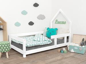Dětská postel domeček POPPI s bočnicí - Bílá, Rozměr: 80x200 cm, Strana: Vpravo