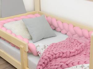 Benlemi Bavlněný mantinel do postele pletený do copu Zvolte barvu: Růžová, Rozměr: 200 cm (2 metry)