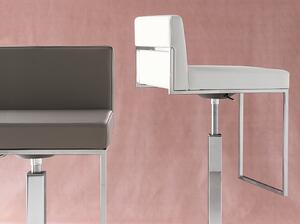 Calligaris Barová židle Even Plus, chrom, pravá kůže, CS1394-LH Podnoží: Chrom (kov), Sedák: Pravá kůže měkká - Black (černá)