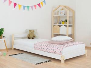 Dětská jednolůžková postel s čelem DREAMY Rozměr: 80x160 cm, Zvolte barvu hranolů: Nelakovaná, Zvolte barvu ploch: Tmavě šedá