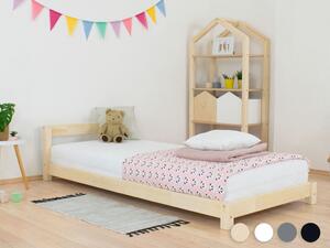 Dětská jednolůžková postel s čelem DREAMY Rozměr: 80x160 cm, Zvolte barvu hranolů: Nelakovaná, Zvolte barvu ploch: Tmavě šedá