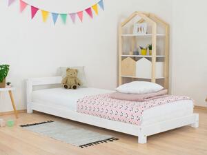 Dětská jednolůžková postel s čelem DREAMY Rozměr: 80x180 cm, Zvolte barvu hranolů: Nelakovaná, Zvolte barvu ploch: Tmavě šedá