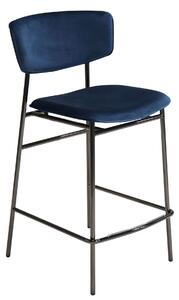 Calligaris Barová židle Fifties, kov, variabilní potah, v.64,5 cm, CS1864-M Podnoží: Matný černý lak (kov), Sedák: Látka Bergen - Petrol blue (petrolejově modrá)
