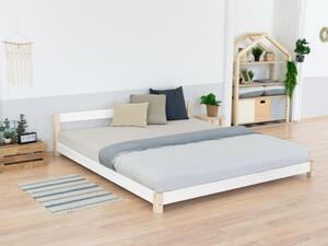 Benlemi Dvoulůžková dřevěná postel COMFY ve scandi stylu Rozměr: 160x200 cm, Zvolte barvu hranolů: Přírodní dekor bez laku, Zvolte barvu ploch: Bílá