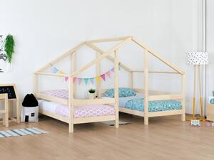 Domečková postel pro dvě děti VILLY - Nelakovaná, Rozměr: 90x160 cm