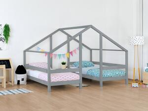 Benlemi Domečková postel pro dvě děti VILLY Barva postele: Šedá, Rozměr postele: 90 cm x 160 cm