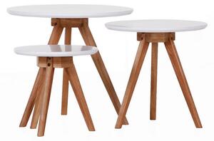 SADA STOLKŮ, hnědá, bílá, dřevo, 45/50/45/50/40/40 cm Modern Living - Konferenční stolky