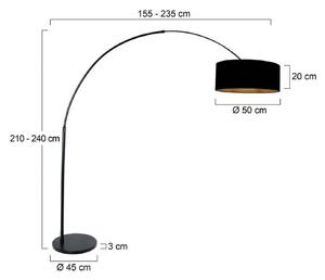 Steinhauer oblouková lampa Sparkled Light černá/černá-zlatá, 240 cm, stmívatelný, Černá, Obývací pokoj / jídelna, kov, Moderní, stojací lampa