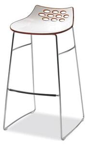 Connubia Barová židle Jam, plast, výška sedu 80 cm, CB1034 Podnoží: Matný černý lak (kov), Sedák: Plast lesklý – Bicolor - Bílá – nugátová