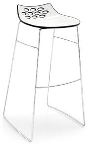 Connubia Barová židle Jam, plast, výška sedu 80 cm, CB1034 Podnoží: Matný černý lak (kov), Sedák: Plast lesklý – Bicolor - Bílá – nugátová