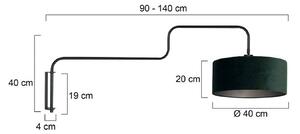 Steinhauer Nástěnné světlo Bloeba, černá/zelená, výška 140 cm, velur, Černá, Obývací pokoj / jídelna, kov, Moderní