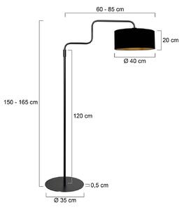 Steinhauer Stojací lampa Bloeba, černá a zlatá, výška 165 cm, chintz, Černá, Obývací pokoj / jídelna, kov, Moderní