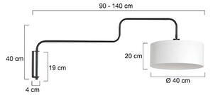 Steinhauer Nástěnné světlo Bloeba, černá/bílá, výška 140 cm, lněné plátno, Černá, Obývací pokoj / jídelna, kov, Moderní