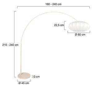 Steinhauer Stojací lampa Sparkled Light krémová/bílá, 240 cm, hedvábí, stmívatelný, Krémová / jantar, Obývací pokoj / jídelna, kov, Moderní