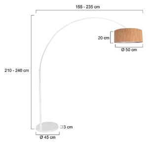 Steinhauer oblouková lampa Sparkled Light, bílá/hnědá, výška 240 cm, korek, stmívatelný, Hnědá / rez, Obývací pokoj / jídelna, kov, Moderní