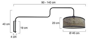 Steinhauer Nástěnné světlo Bloeba, černá/dřevo, výška 140 cm, dřevo, Černá, Obývací pokoj / jídelna, kov, Moderní