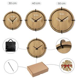 Moderní nástěnné hodiny s motivem lesa a hor | SENTOP HDF0600-GOLD-OAK