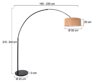 Steinhauer oblouková lampa Sparkled Light, černá/hnědá, 240 cm, korek, stmívatelný, Hnědá / rez, Obývací pokoj / jídelna, kov, Moderní