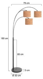 Steinhauer Stojací lampa Sparkled Light, černá/hnědá, 180 cm, korek, 3 žárovky., Hnědá / rez, Obývací pokoj / jídelna, kov, Moderní