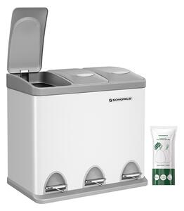 Koš na třídění odpadu SORT 24l (3x8l), šedá/bílá SongmicsHome