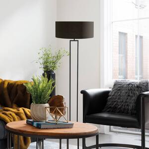 Steinhauer Stojací lampa Stang, černá/černá-zlatá, výška 160 cm, chintz, stmívatelný, Černá, Obývací pokoj / jídelna, kov, Moderní