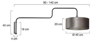 Steinhauer Nástěnné světlo Bloeba, černá/stříbrná, výška 140 cm, velur, Černá, Obývací pokoj / jídelna, kov, Moderní