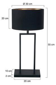 Steinhauer Stolní lampa Stang 3984ZW, chintz černý/černo-zlatý, 55 cm, stmívatelný, Černá, Obývací pokoj / jídelna, kov, Moderní