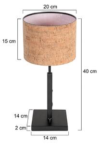 Steinhauer Stolní lampa Stang, černá/hnědá, výška 40 cm, korek, Černá, Obývací pokoj / jídelna, kov, Moderní