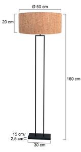 Steinhauer Stojací lampa Stang, černé/hnědé, výška 160 cm, korek, stmívatelný, Černá, Obývací pokoj / jídelna, kov, Moderní
