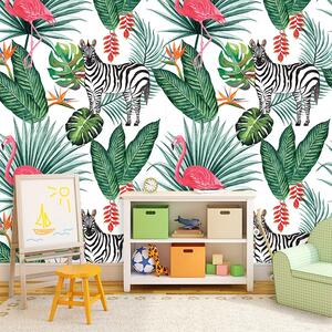 Sablio Tapeta Zebra a Plameňák - 125x75 cm