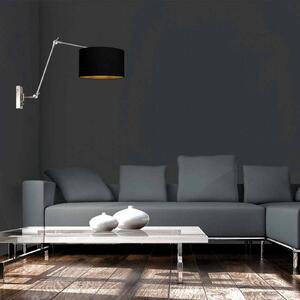 Steinhauer Nástěnné světlo Prestige Chic ocel/černá-zlatá, výška 90 cm, stmívatelný, Hliník / šedá / zinek, Obývací pokoj / jídelna, kov