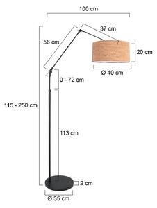 Steinhauer Stojací lampa Prestige Chic černá/hnědá, výška 250 cm, korek, stmívatelný, Černá, Obývací pokoj / jídelna, kov