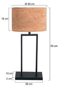 Steinhauer Stolní lampa Stang 4364ZW, černá/hnědý korek, výška 55 cm, Černá, Obývací pokoj / jídelna, kov, Moderní