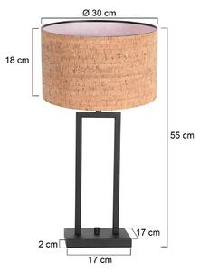 Steinhauer Stolní lampa Stang 4357ZW, korek, černá/hnědá, výška 55 cm, Černá, Obývací pokoj / jídelna, kov, Moderní