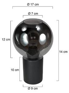 Steinhauer Stolní lampa Bloeba, černá/kouřově šedá, Ø 17 cm, skleněná koule, Hliník / šedá / zinek, Obývací pokoj / jídelna, Sklo