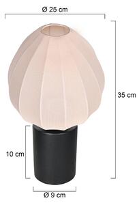 Mexlite Stolní lampa Bloeba, bílá/černá, Ø 25 cm, len/kov, Bílá / opál, Obývací pokoj / jídelna, Textil / tkanina / hedvábí