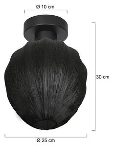 Mexlite Stropní světlo Bloeba, černá, Ø 25 cm, len/kov, stmívatelný, Černá, Obývací pokoj / jídelna, Textil / tkanina / hedvábí