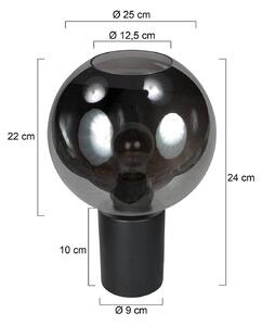 Mexlite Stolní lampa Bloeba, černá/kouřově šedá, Ø 25 cm, skleněná koule, Hliník / šedá / zinek, Obývací pokoj / jídelna, Sklo