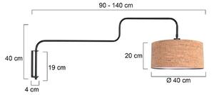 Steinhauer Nástěnné světlo Bloeba, černá/hnědá, výška 140 cm, korek, Hnědá / rez, Obývací pokoj / jídelna, kov, Moderní