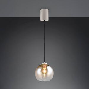Reality Leuchten Závěsné světlo Liora, jantarová, Ø 25 cm, sklo, E27, stmívatelný, Krémová / jantar, Obývací pokoj / jídelna, Sklo, Moderní, Koule