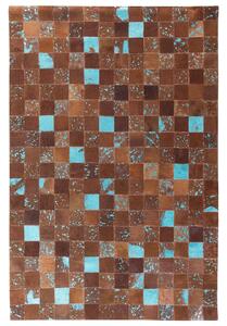 Hnědý kožený patchwork koberec 160x230 cm ALIAGA
