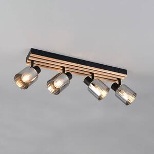 Reality Leuchten Bodovka Travia, délka 65 cm, 4 plameny, černá/kouřově šedá, stmívatelný, Černá, Obývací pokoj / jídelna, kov, Moderní, Stropní půlkruhové světlo s prostorem