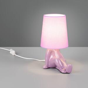 Reality Leuchten Stolní lampa Huma, fialová, výška 25 cm, textil/keramika, E14, Fialová / růžová / barva růže, Obývací pokoj / jídelna, Keramika, Young lifestyle